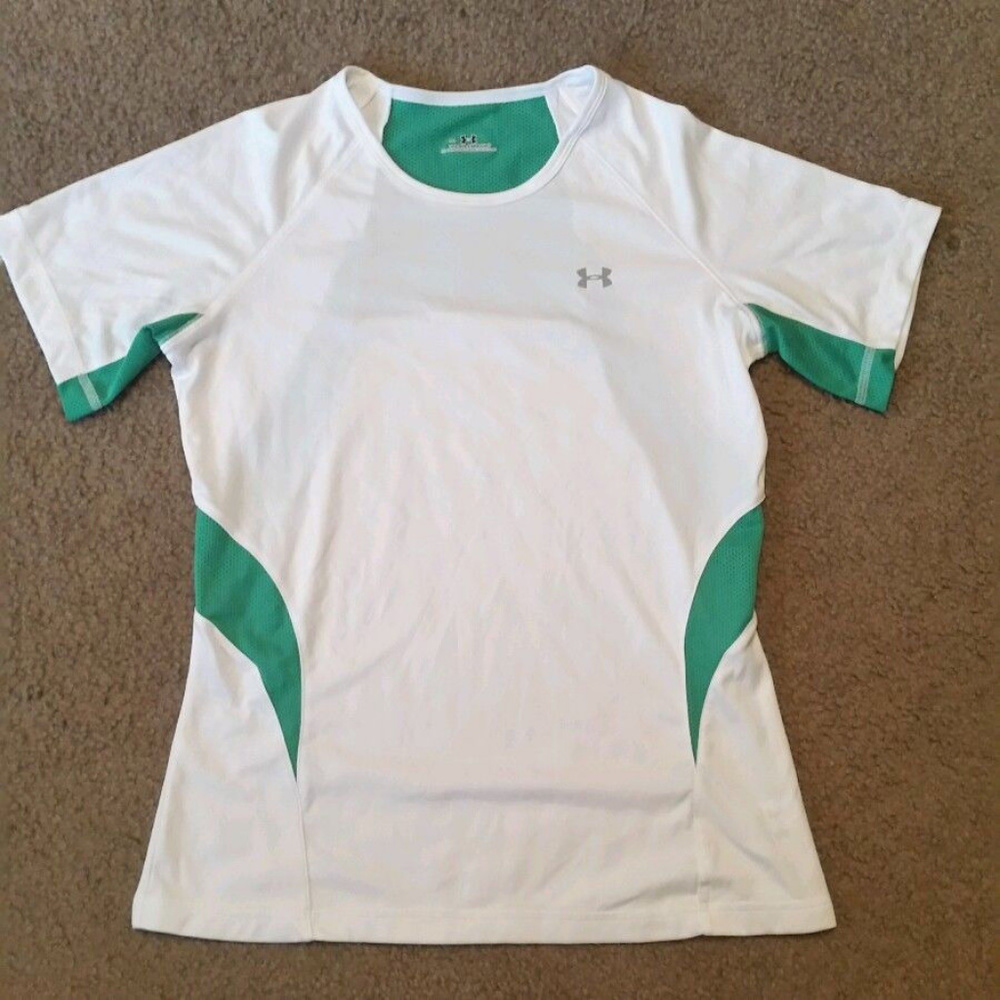 Under Armour workout shirt M White w/green ac